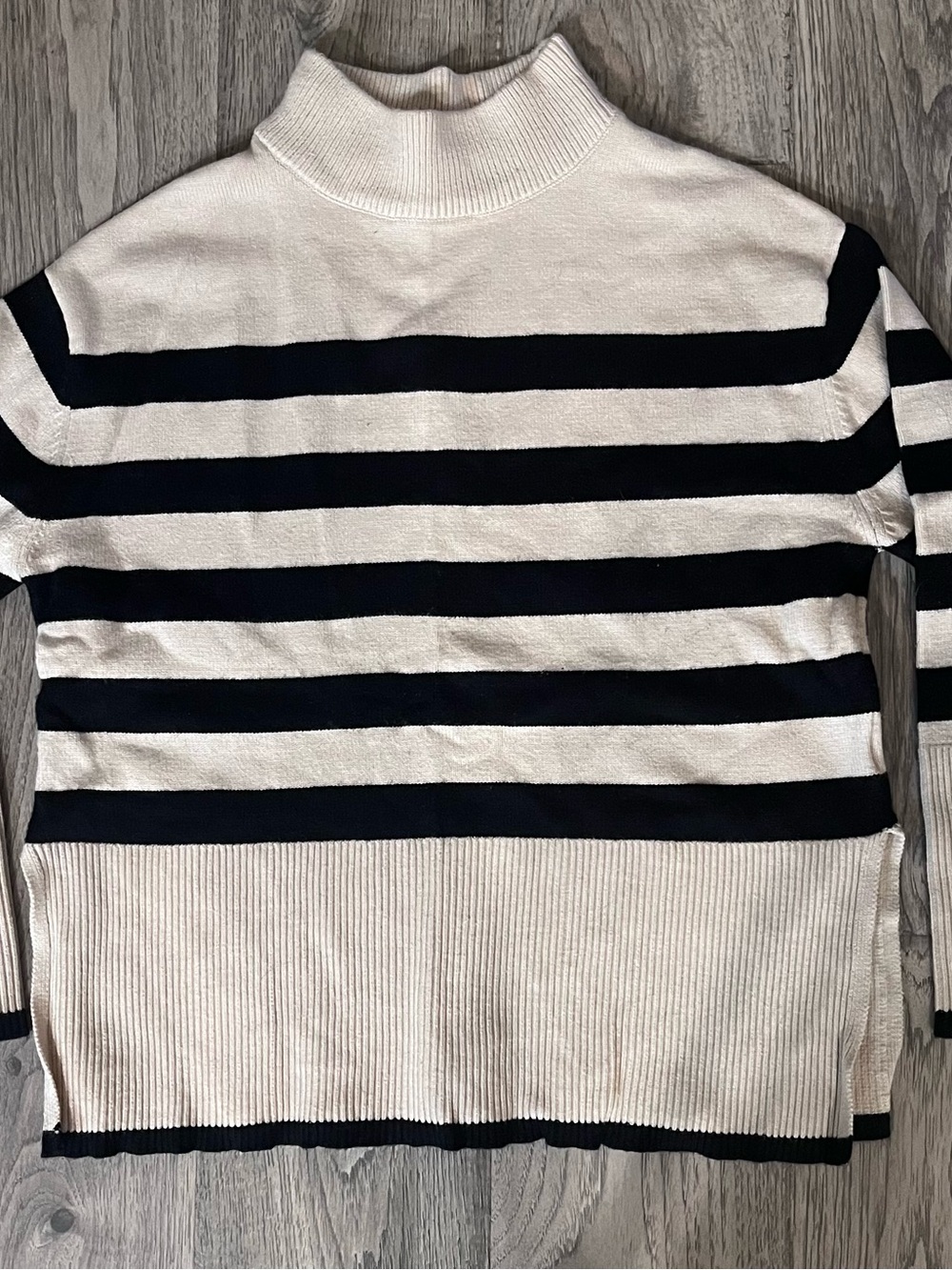 Zesica Cream Ribbed Turtleneck Sweater - Lightweight Funnel Neck